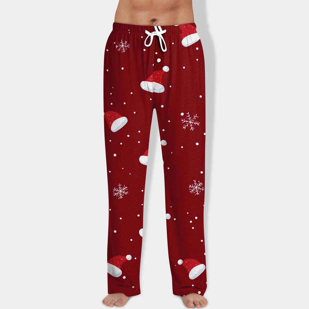 Men's Christmas Print Drawstring Pants Casual Pajama Pants