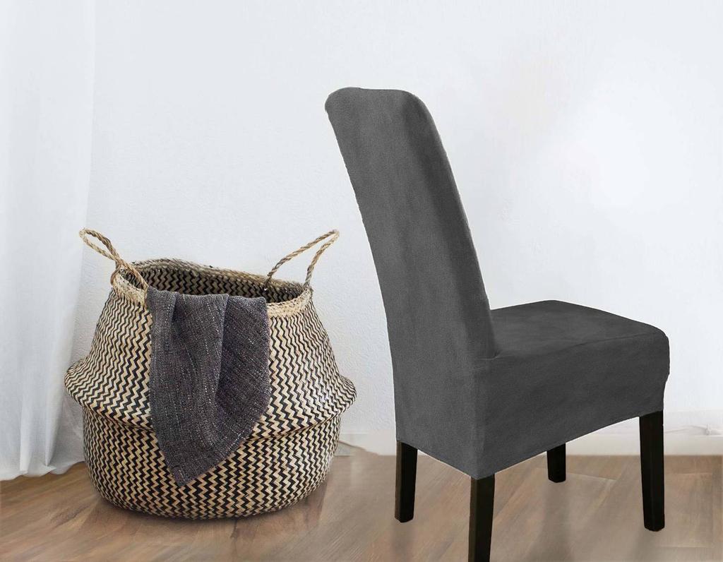 Cover Chair Thick Velvet Dark Gray Size L Large High Backrest 70Cm