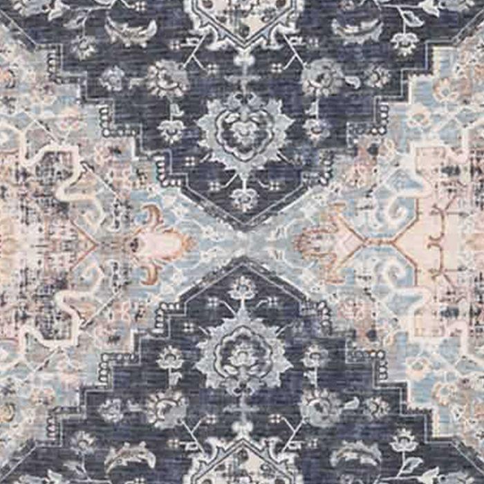 Tapis d'entrée vintage 80x200 cm en polyester bleu et beige - FAGUO