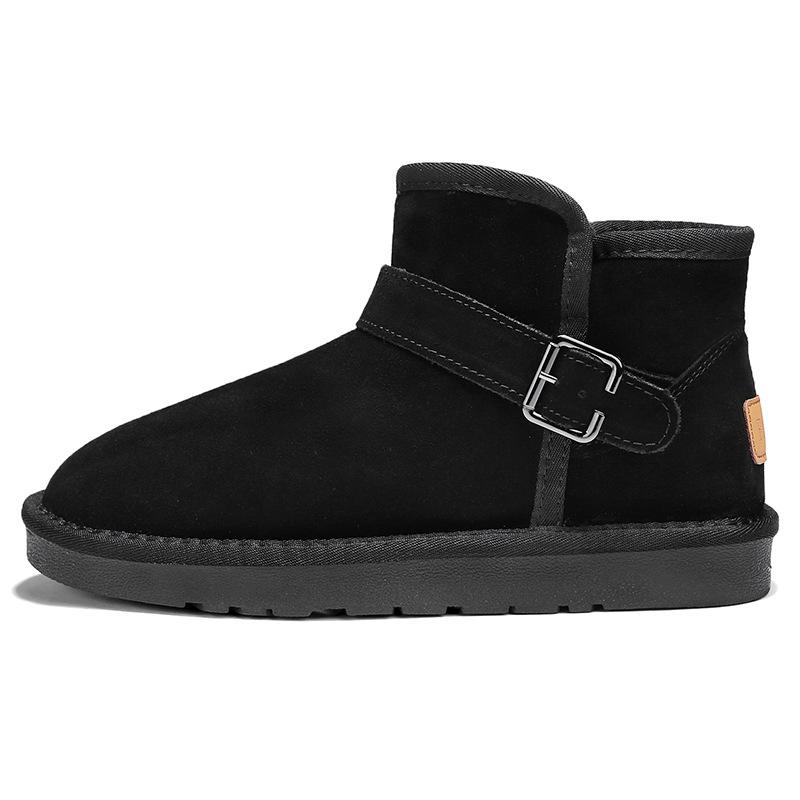 

New winter snow boots non-slip men s thick-soled plush warm short boots thickened plush cotton boots Northeast large cotton shoes 36 чёрный