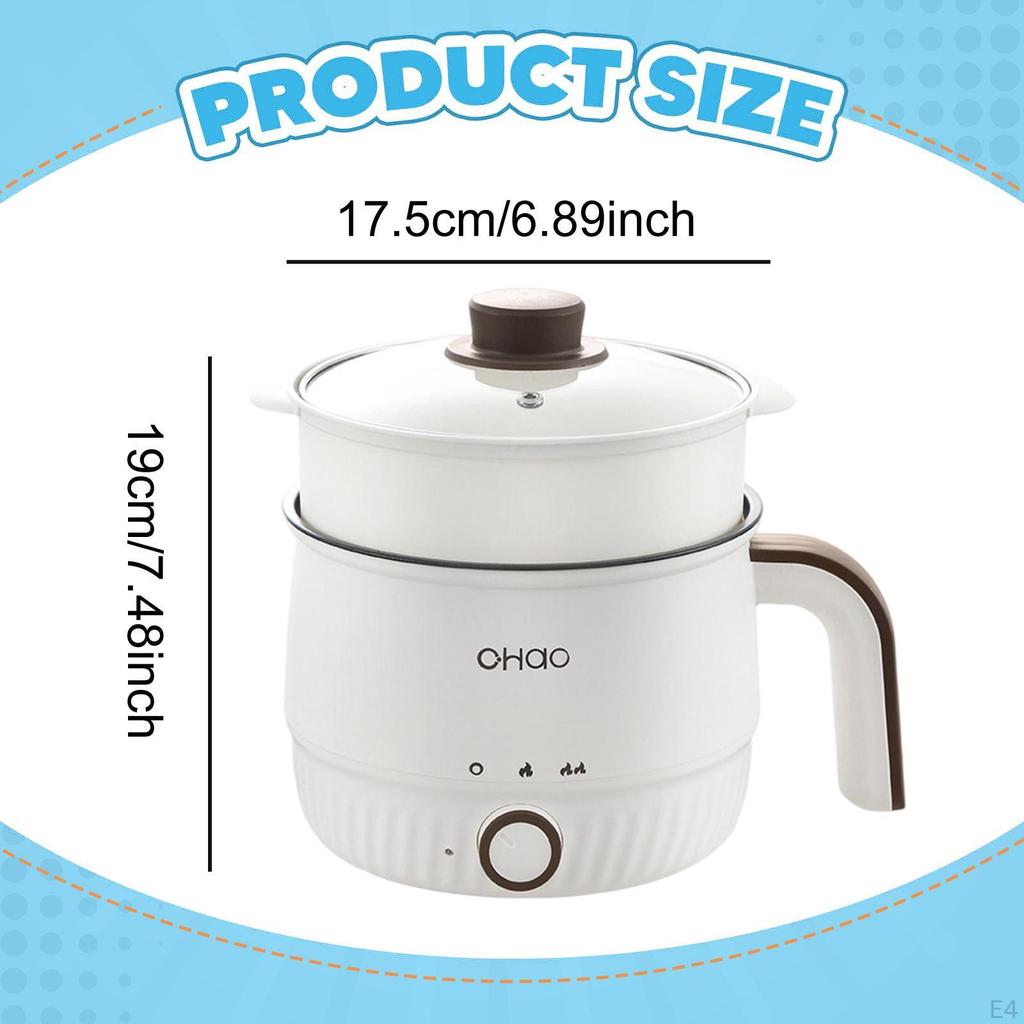 Electric Pot Cooking Nonstick Portable Mini Ramen Cooker Multipurpose for Oatmeal, Rice,