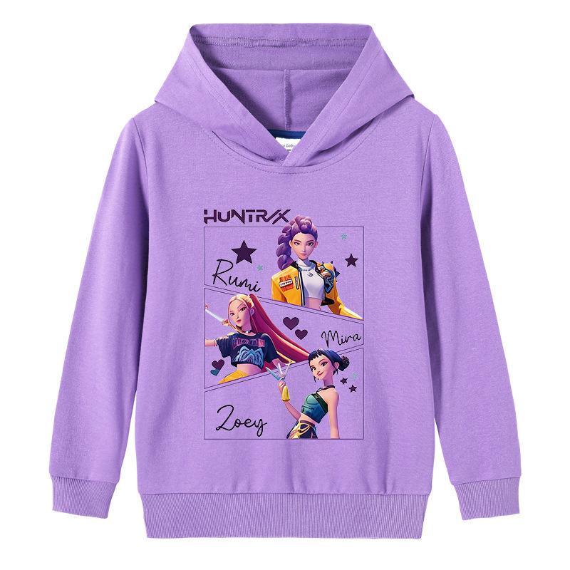 Kid's Loose Casual Pullover Hoodie KPop Demon Hunter Street Fashion Printed Top