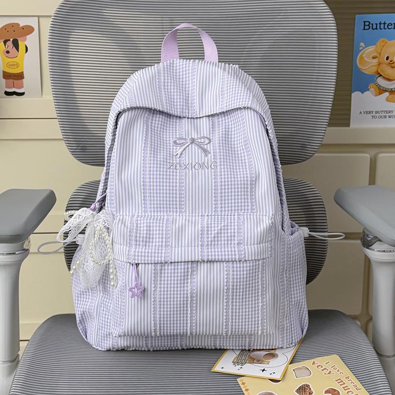 Zaino Scolastico Coreano Semplice a Quadri Zaino Casual Versatile Leggero Zaino Scolastico per Studente delle Scuole Superiori Zaino per la Classe Pendolare Viaggio