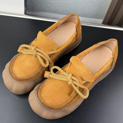 Fashion Versatile Foreign Style Retro Handmade Leather Shoes Women's 2025 Spring and Autumn New Round Head Soft Sole Middle-aged Mother Shoes Sing