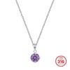 Round Birthstone Pendant Necklace 316 Stainless Steel Multi Color Cubic Zirconia Adjustable Chain Necklaces Birthstone Jewelry