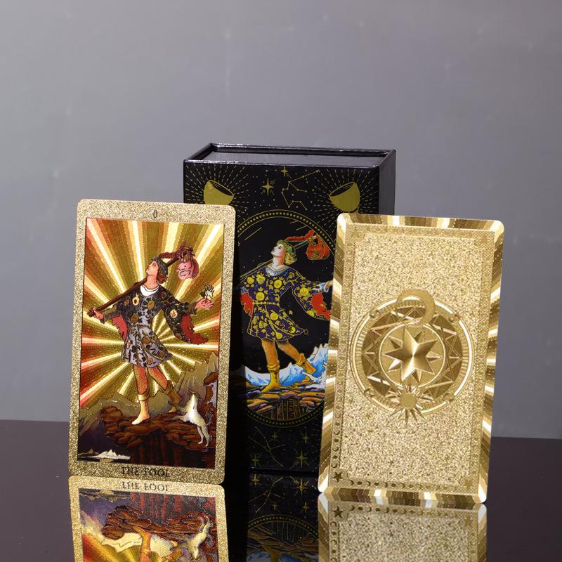Genuine Weite Gold Foil PET Tarot Deck - Full Set Printed Tarot Board Game Cards