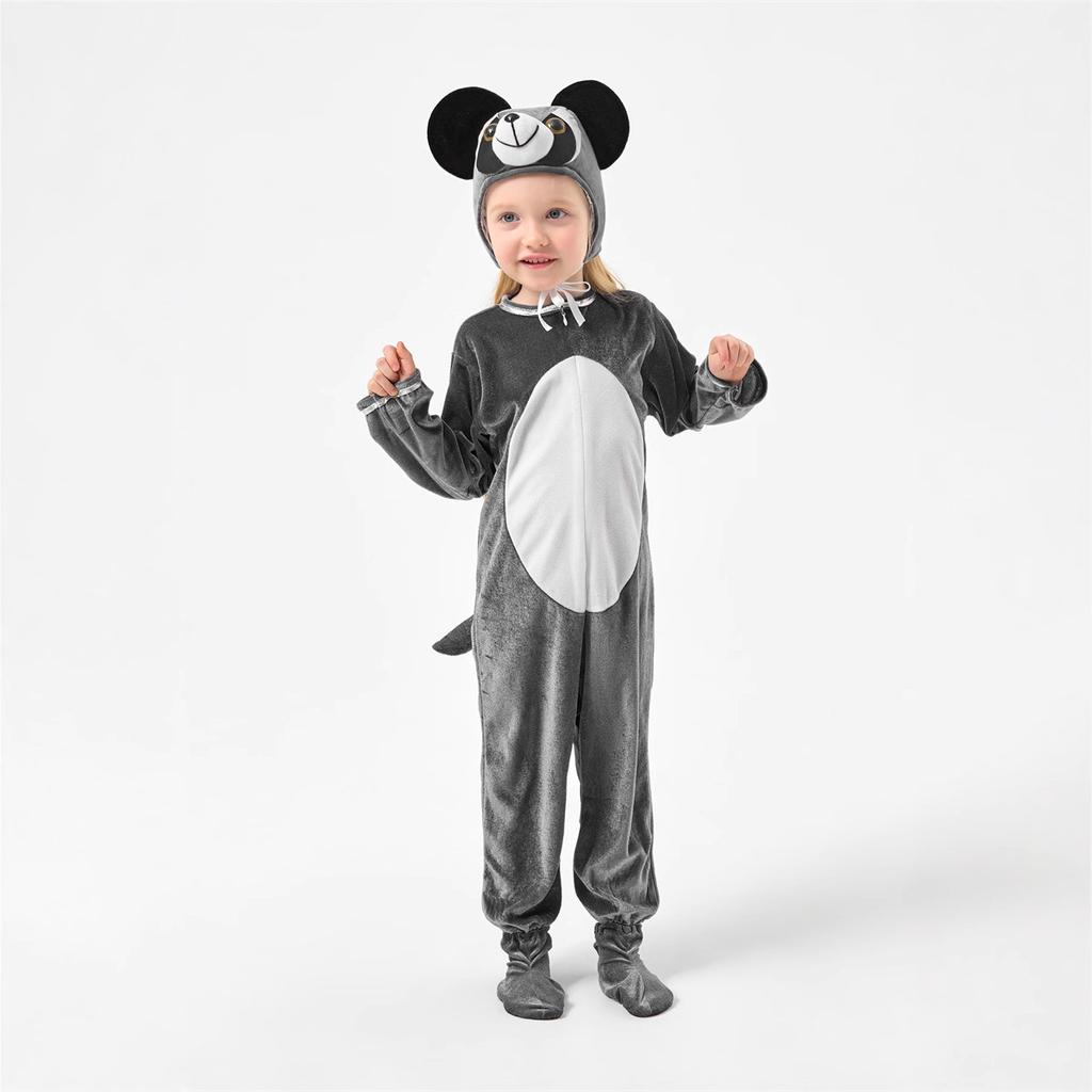 Halloween graues Kostüm, Tier-Onesie für Kinder, Cartoon-Verkleidungskostüm
