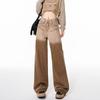 Women's Gradient Brown High-Waisted Wide-Leg Jeans - Spring/Autumn 2024, Loose Slimming Straight-Leg Floor-Length Trousers