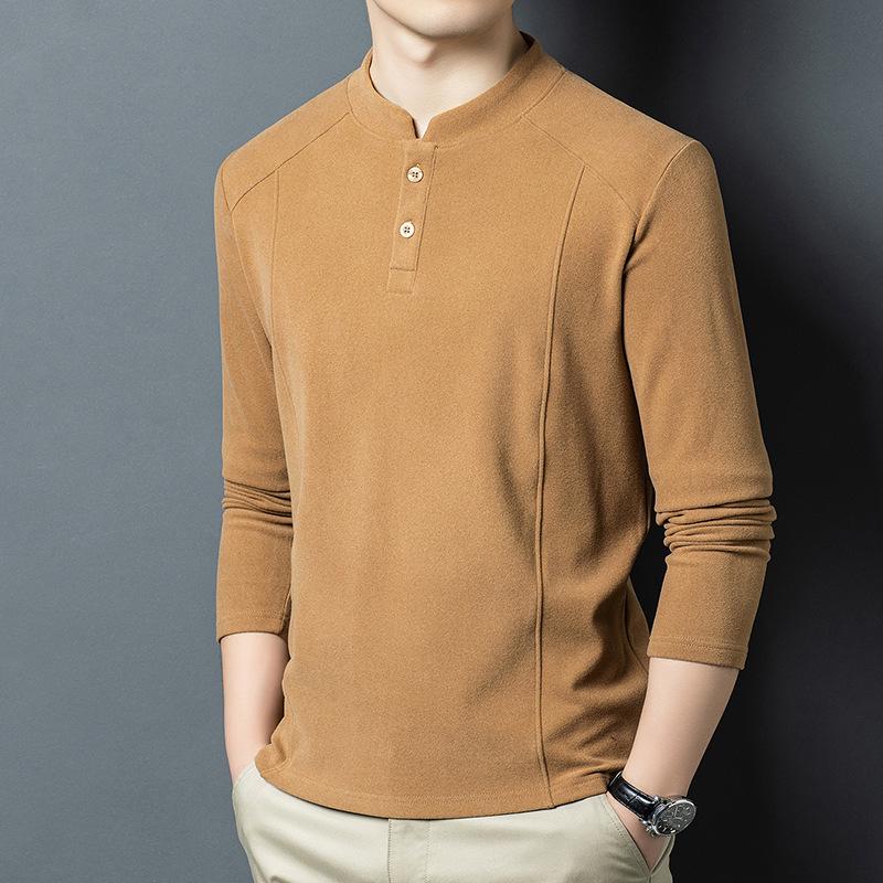 Men's Double-Sided German Fleece Stand Collar Pullover - Warm Long-Sleeve Casual Sweatshirt for Autumn and Winter