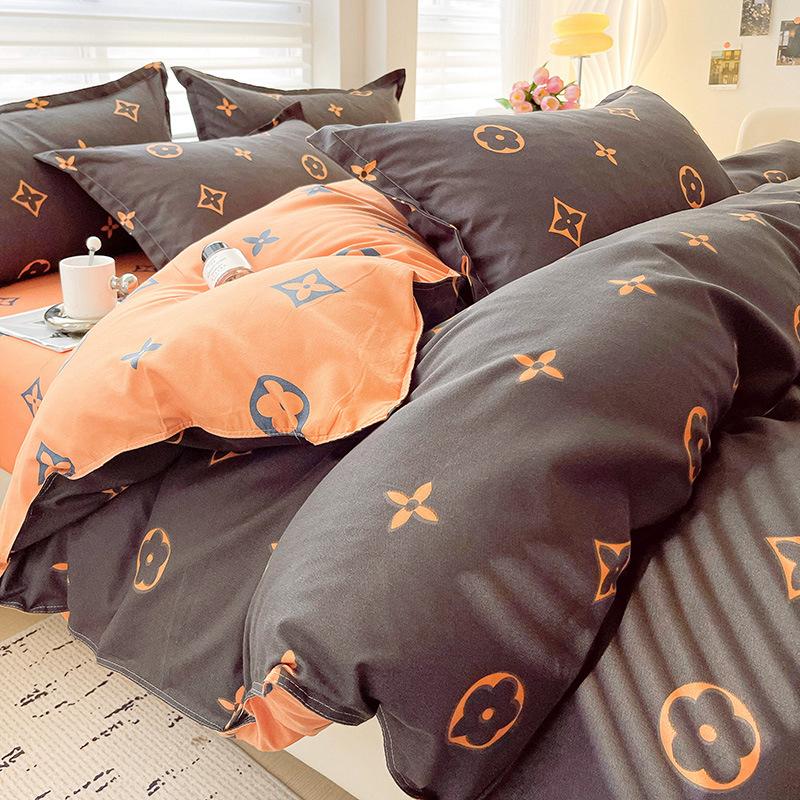 Class A Maternal And Infant Grade Small Fresh Pure Abraded Four-Piece Set Skin-Friendly Bed Sheet Washed Cotton Quilt Cover Student Dormitory 3Pcs Set