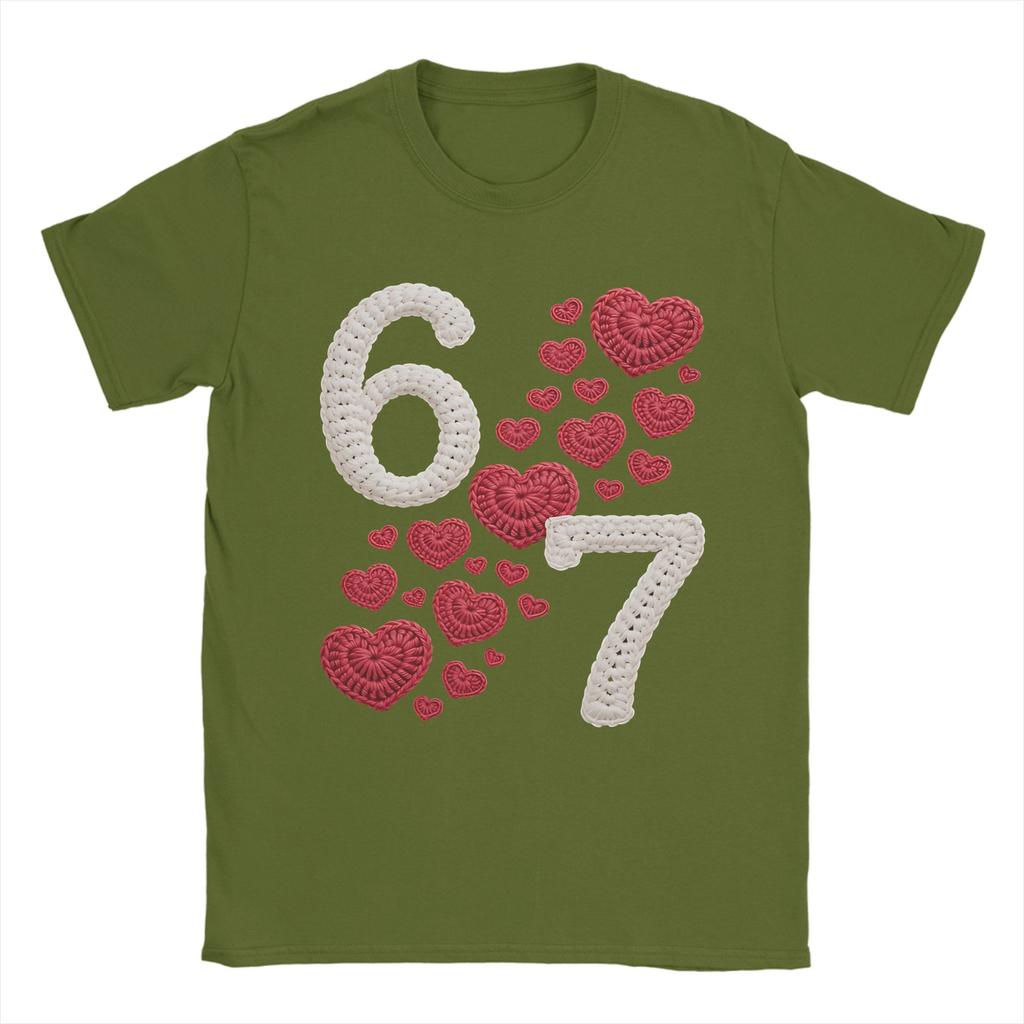Unisexs Crochet 67  Valentine T Shirt  100 Cotton Clothing Vintage Short Sleeve Crewneck Tees Graphic TShirt