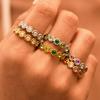 Stainless Steel Colorful Rhinestone Ring Women Lace Stackable Open Ring Exquisite Unique Wedding Couple Dating Jewelry Gifts