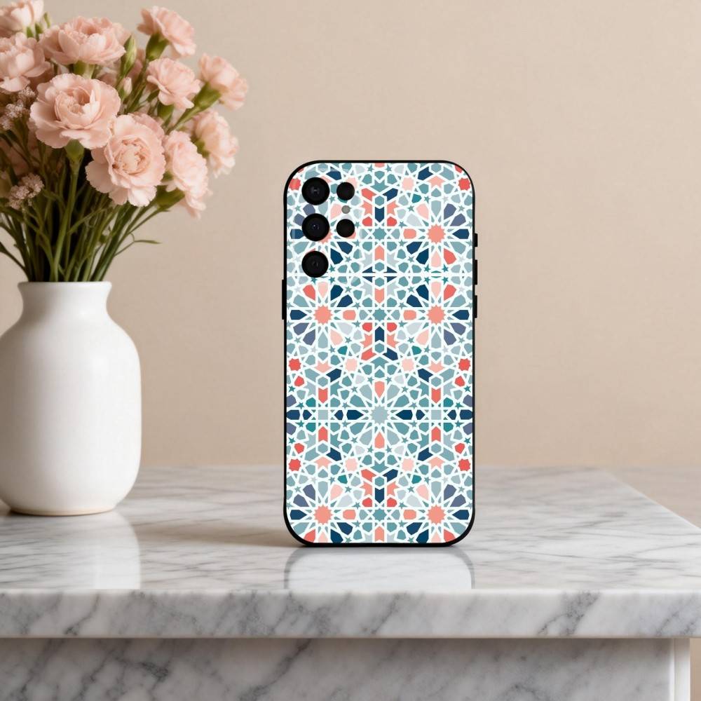 T-Tile M-Moroccan Cool Art Phone Case For Samsung S25,24,23,22,30,21,10,9,Ultra,Plus,Lite,FE,4,5 G Soft Black Case