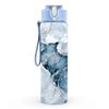 1PC Light Grey Blue Cracked Marble Texture Print 750ml Color Plastic Sports Water Bottle Leakproof Flip Straw Lid Suitable for Sports Office Home Use