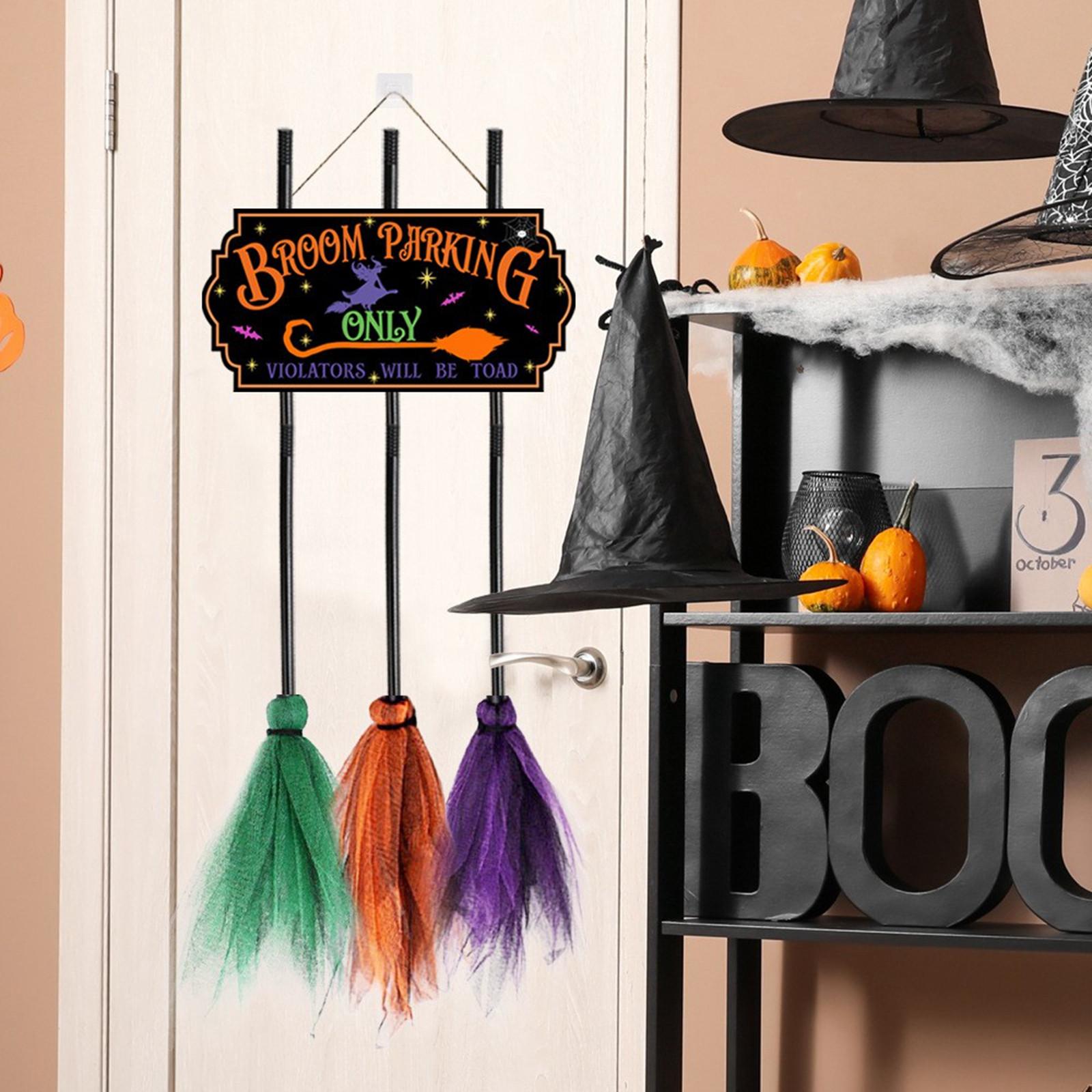 

Halloween Witch Parking Space Parking Sign Hanging Festival Decoration Wooden Pendant. One Size