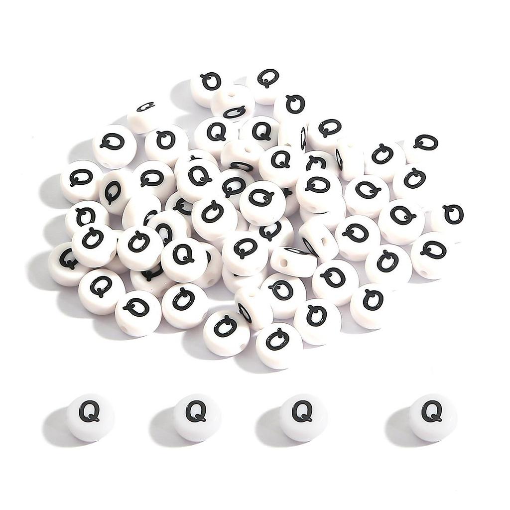 100Pcs Acrylic Letter Round Flat Beads DIY Jewelry Making Accessories