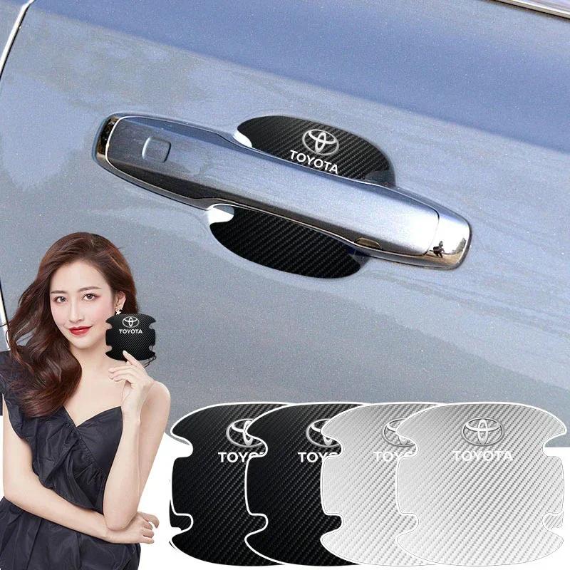 4 stk/sett Bil Dørhåndtak Anti-ripe Klistremerke Karbonfiber For Toyota TRD RAV4 Avensis Yaris Levin Reiz Crown Vios Tilbehør