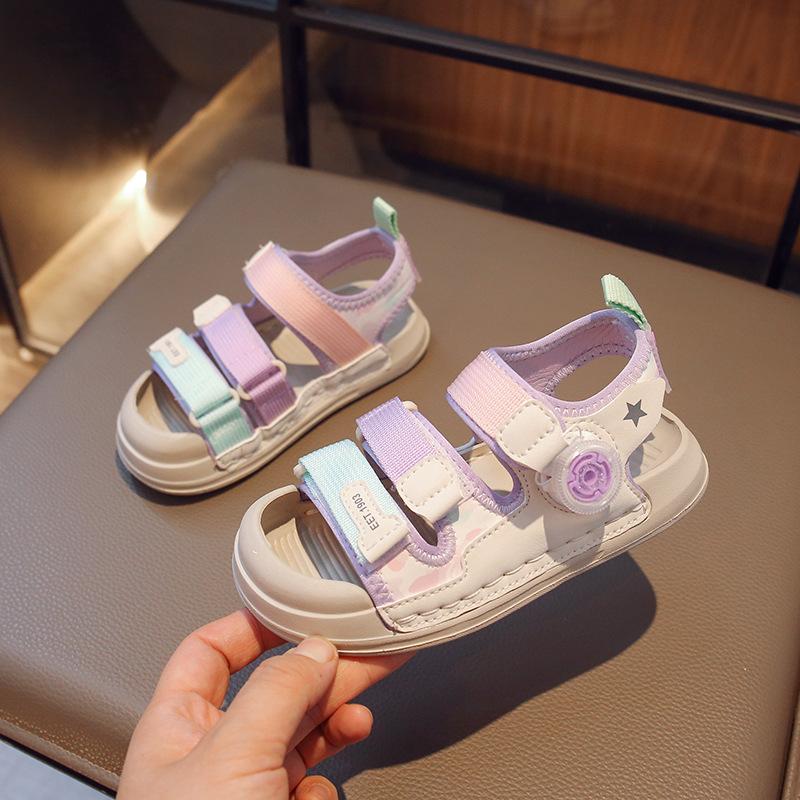 

Children Summer Rotating Buckle Sandals Comfortable Casual Beach Shoes for Older Kids size 23 розовый