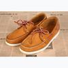 Men Genuine Nubuck Leather Docksides Casual Boat Shoes,Brand Designer Flat Loafers For Homme Femme Orange Color X130