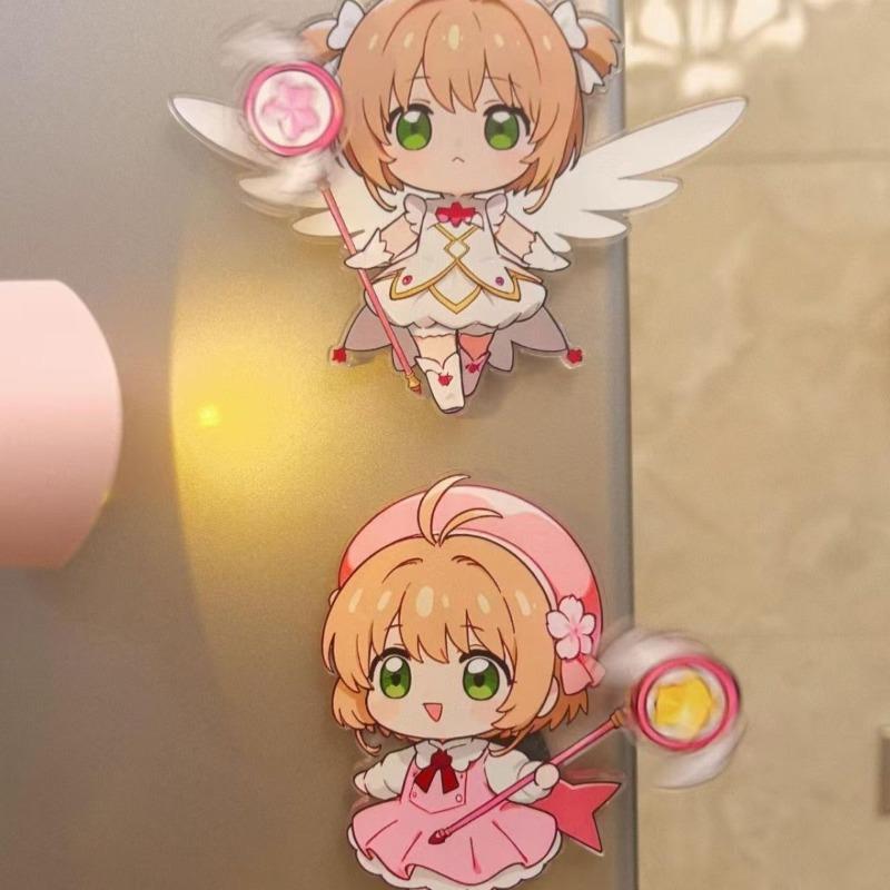 Kawaii Magical Girl Fridge Magnet Rotatable Cartoon Figure Ornament Creative Home Decoration Best Friend Gift