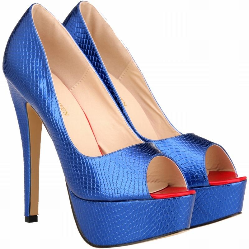 

Мода FHC Новый Дизайн Туфли-лодочки с открытым носком на высоком каблуке, Женские туфли на платформе, Сексуальная обувь для сценических выступлений, С неглубоким вырезом, На скользкой подошве, Золотые, Большие размеры 35-42, Дропшиппинг 35 синий