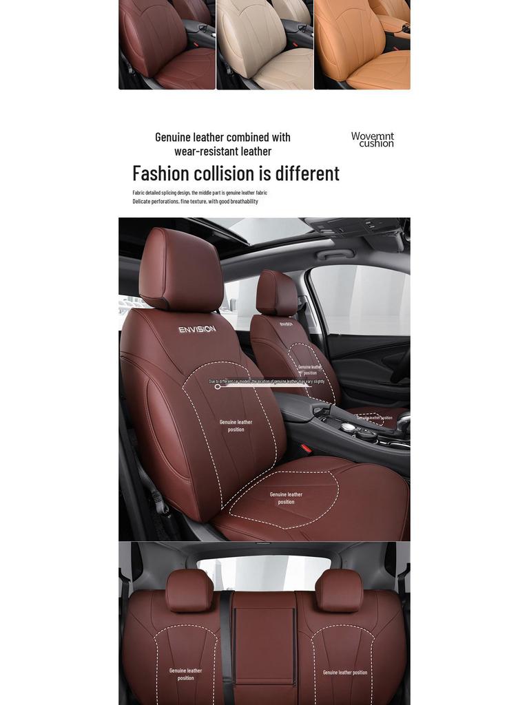Buick Envision All-Season Full Surround Leather Seat Cushion with Embroidered Logo for Five Seats