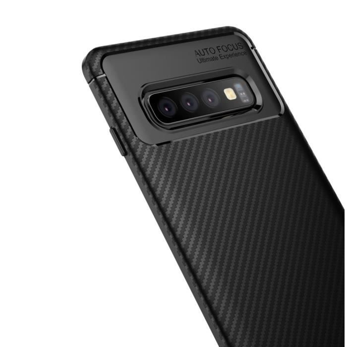 Case for Your Samsung Galaxy S10 In Drop-resistant Carbon Fiber TPU Black