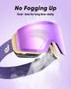 Odoland Photochromic Snow Goggles with Mirror OTG Glasses UV400 Automatic Impact Adult Color-Changing Lenses, Anti-Fog, Compatible, Protection,