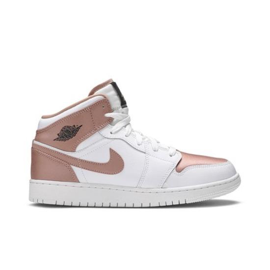 Air Jordan 1 Mid GS Blanc Or Rose 555112-190