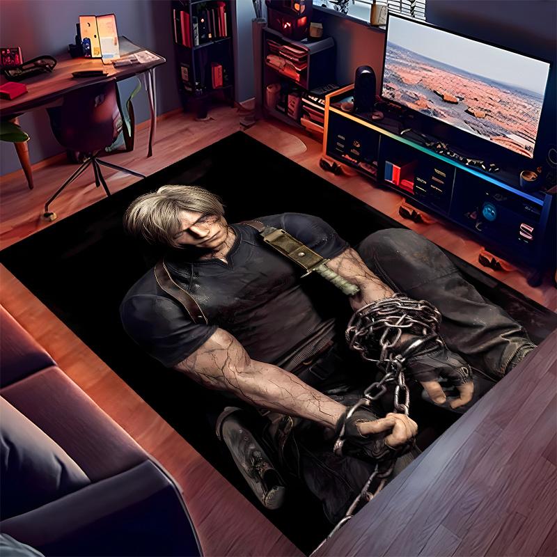 Resident Evil Leon S. Kennedy2 Printed Absorbent Washable Carpet, Non-Slip Bathroom Mats, Kitchen Rugs, Yoga Mat,Living Room Entrance, Camping Picnic