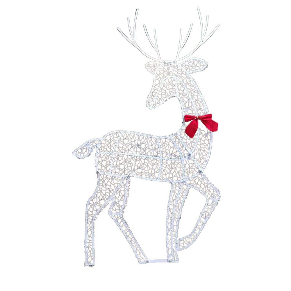 Christmas Reindeer Light Decoration Set of 3 for Yard Garden and For Home Outdoor Holiday Scene with Metal Frame and LED Lights