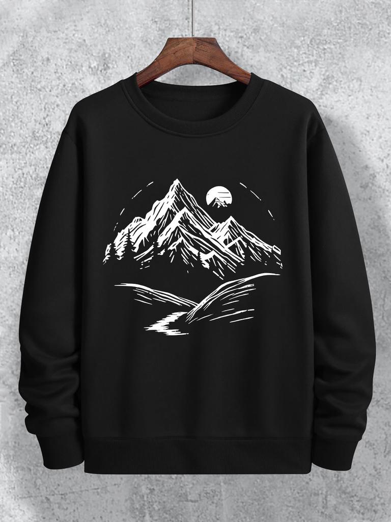 Men's Fashion Trend Regular Crewneck Sweatshirt, Minimalist Casual Streetwear, Christmas, Regular Fit Pattern