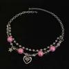 European and American Love Double-layer Necklace, Premium Collarbone Chain, Rose Red Sweet and Spicy Cold Wind Trend Neck Chain, Niche Jewelry