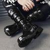 Men's High Top Motorcycle Boots Niche Cool Boot Belt Buckle Design for Knight Men Boots Retro British Tooling Boots Botas Hombre