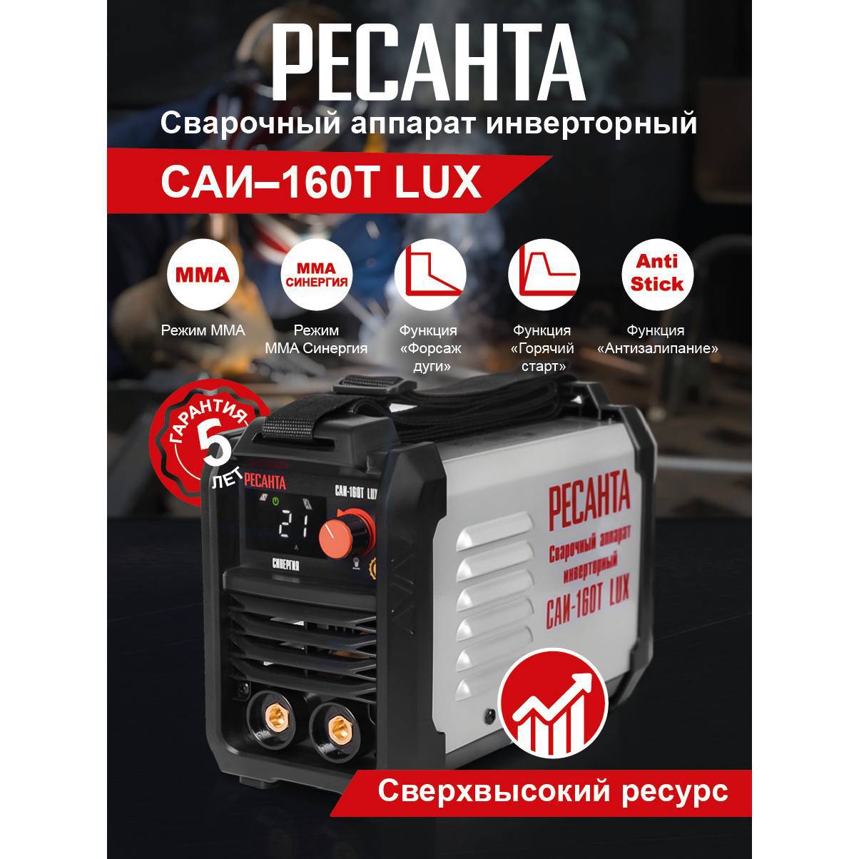 

Инверторный сварочный аппарат Ресанта Сай-160т Люкс