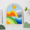 Montessori Wooden Rainbow Irregular Puzzle Board Game 3D Sensory Game Toy Kid Shape Color Recognition Building Blocks Party Gift