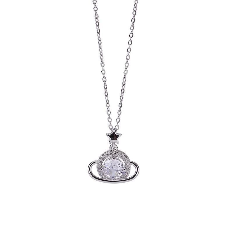 Women's Planet Necklace: Elegant, High-End, Delicate Clavicle Chain, Fashionable, Versatile Jewelry Accessory.