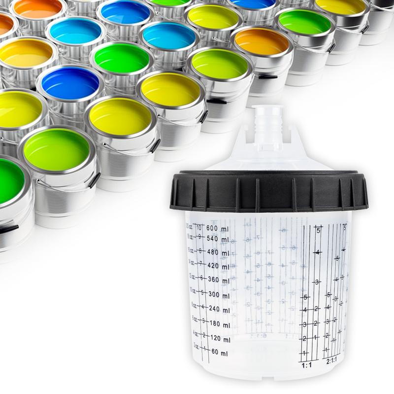 Upgrade Spray Gun Paint Mixing Cup H/O Quick Cup Spray Gun Tank 20.3oz/600ML Disposable Paint Cup with Spray Gun Cup Adapter