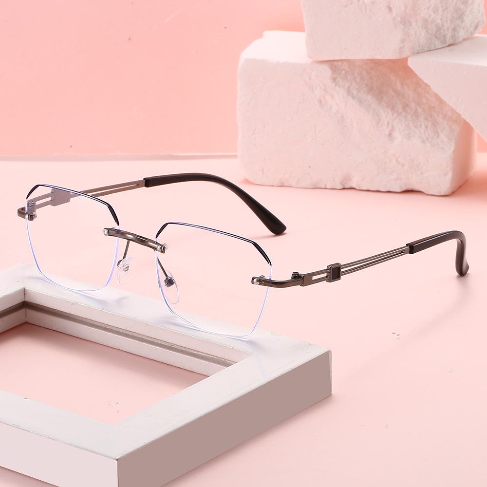 Ultra-Light Rimless Anti-Blue Light Reading Glasses for Middle-Aged & Elderly, Business Fashion, Unisex