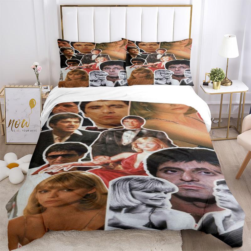 Scarface Movie Bedding 3 Piece Set Hd Print Duvet Cover Pillowcases For Teens Adult Bedroom Decoration Christmas Gift C921161