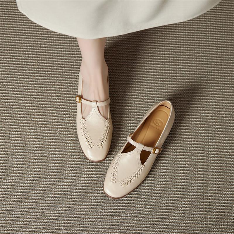 Fashion New Spring/autumn Genuine Leather Women Shoes Mary Jane Shoes Round Toe Shoes for Women Fashion Belt Buckle Low Heel Women Pumps