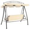 Hollywood Swing with Bed Function and Canopy Sand White