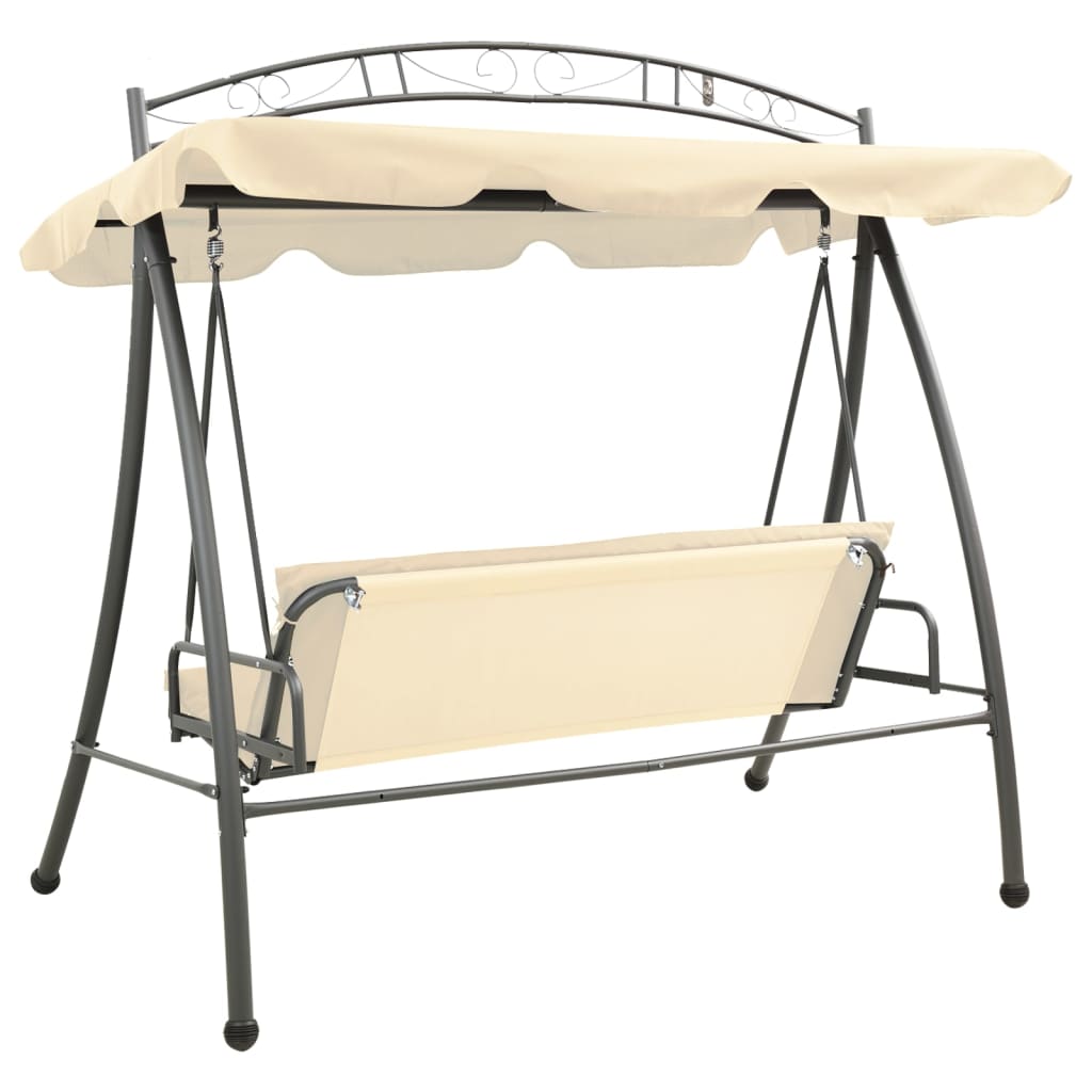 Hollywood Swing with Bed Function and Canopy Sand White