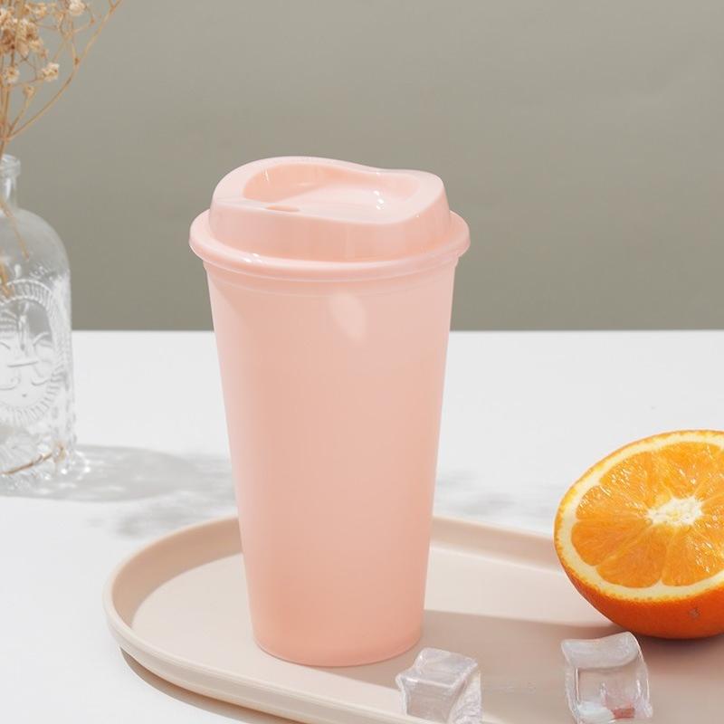 5pcs Plastic Coffee Cup 475ml Single-layer PP Material Cola Cup with Lid Leak-proof Portable Cold Drink Packging Cup Milk Tea Shop Packaged Cup