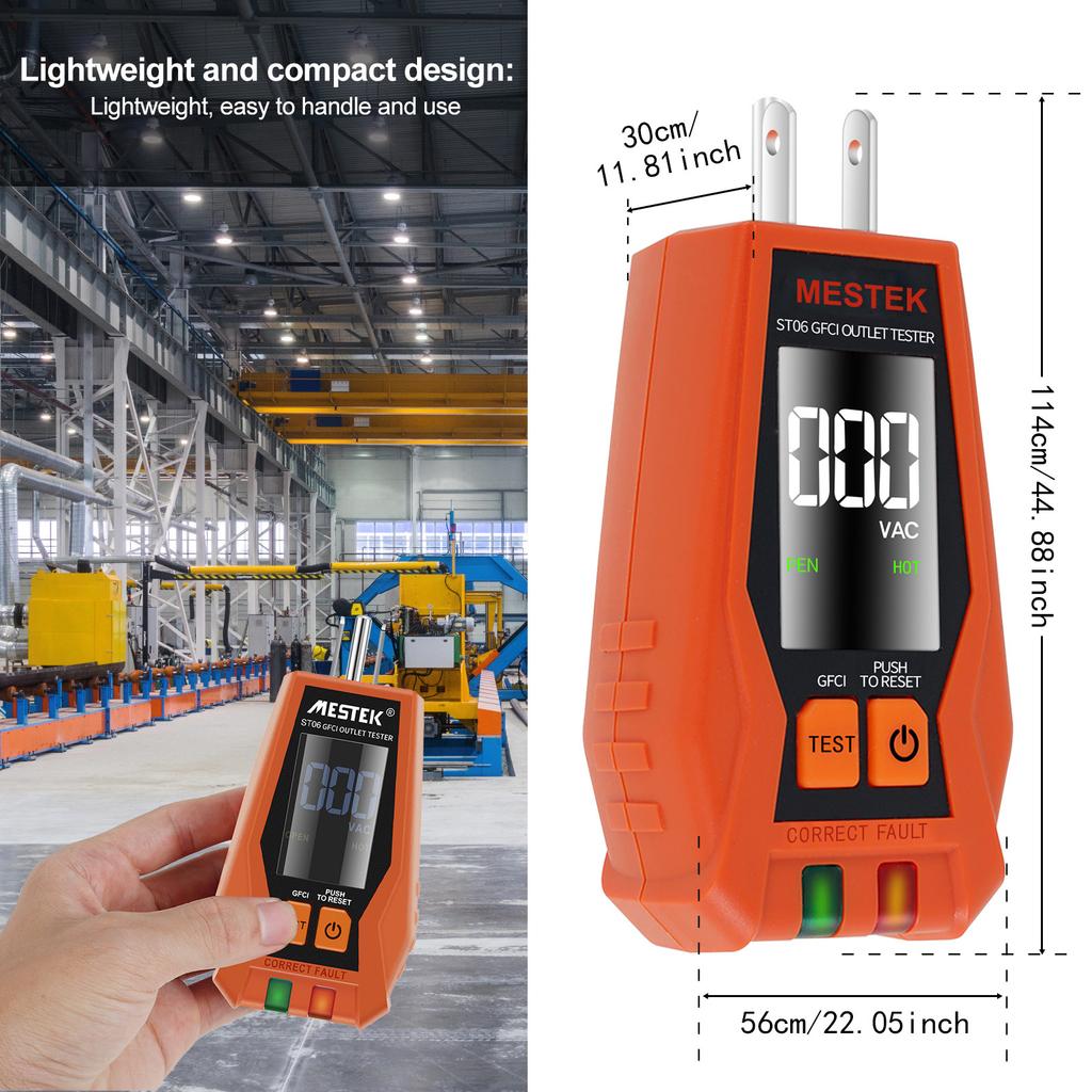 Electrical Outlet Tester US Plug 7Inch Display 3-Wire Circuit Tester Easy Read Socket Tester Detector Digital GFCI Outlet Tester