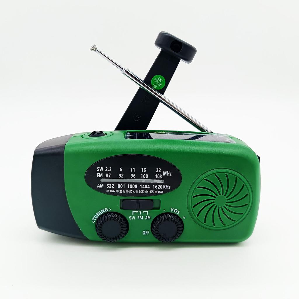 Multi-Function Emergency Radio: Hand-Crank & Solar Powered, Outdoor Ready, Flashlight & SOS Alarm