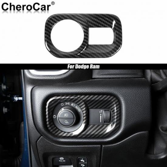 Carbon Fiber Headlight Switch Button Cover Trim For Dodge Ram 1500 2018 19