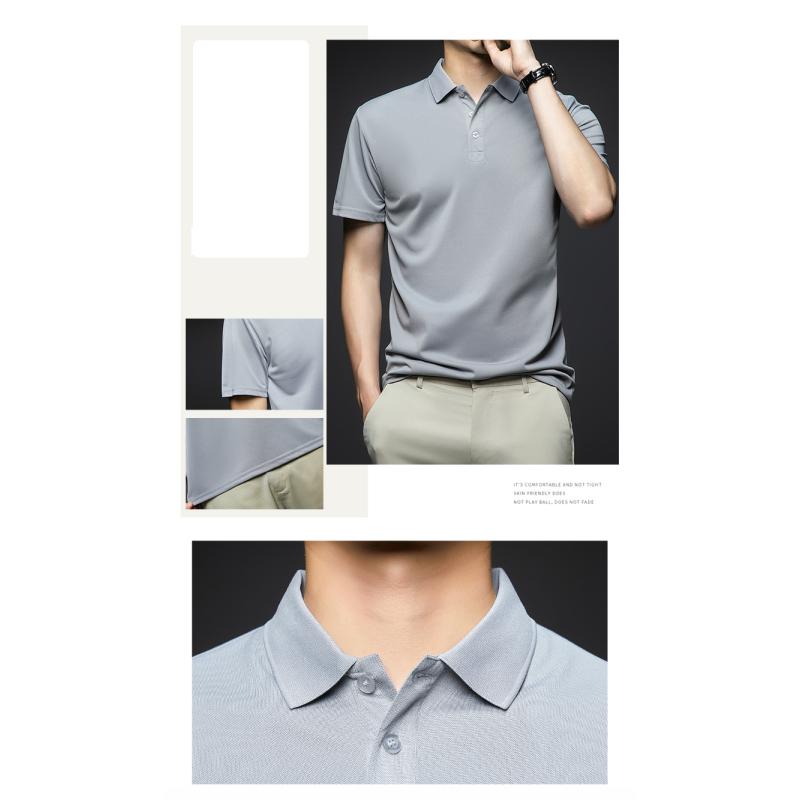 New Arrival Men's Fashion Solid Short Sleeve Polo Shirt Summer Breathable Comfortable Turn Down Collar Tops