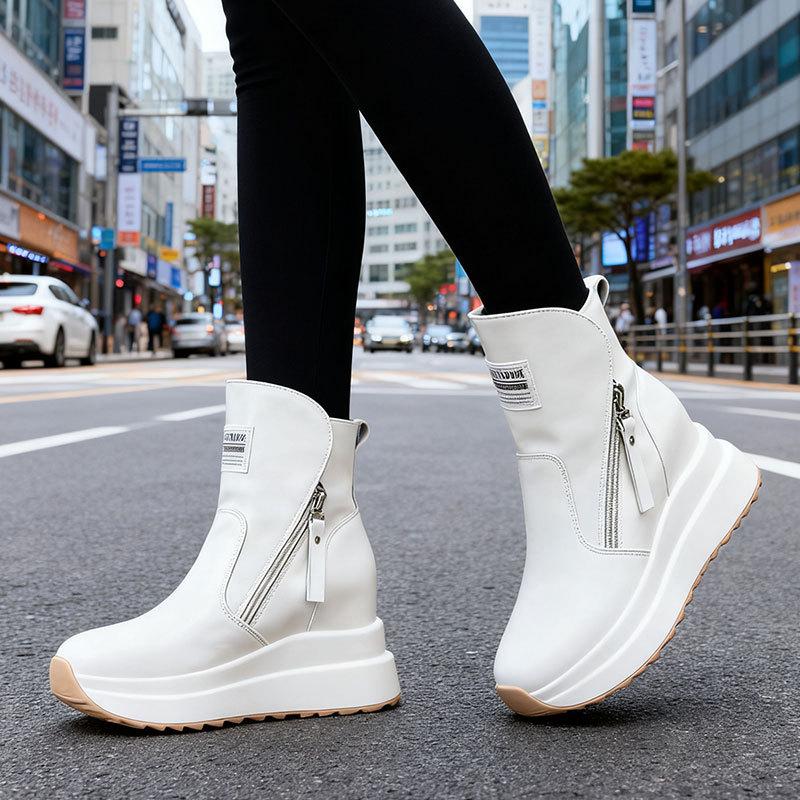 Small slim inner height increase high-top shoes women's platform new winter leisure sports Martin boots