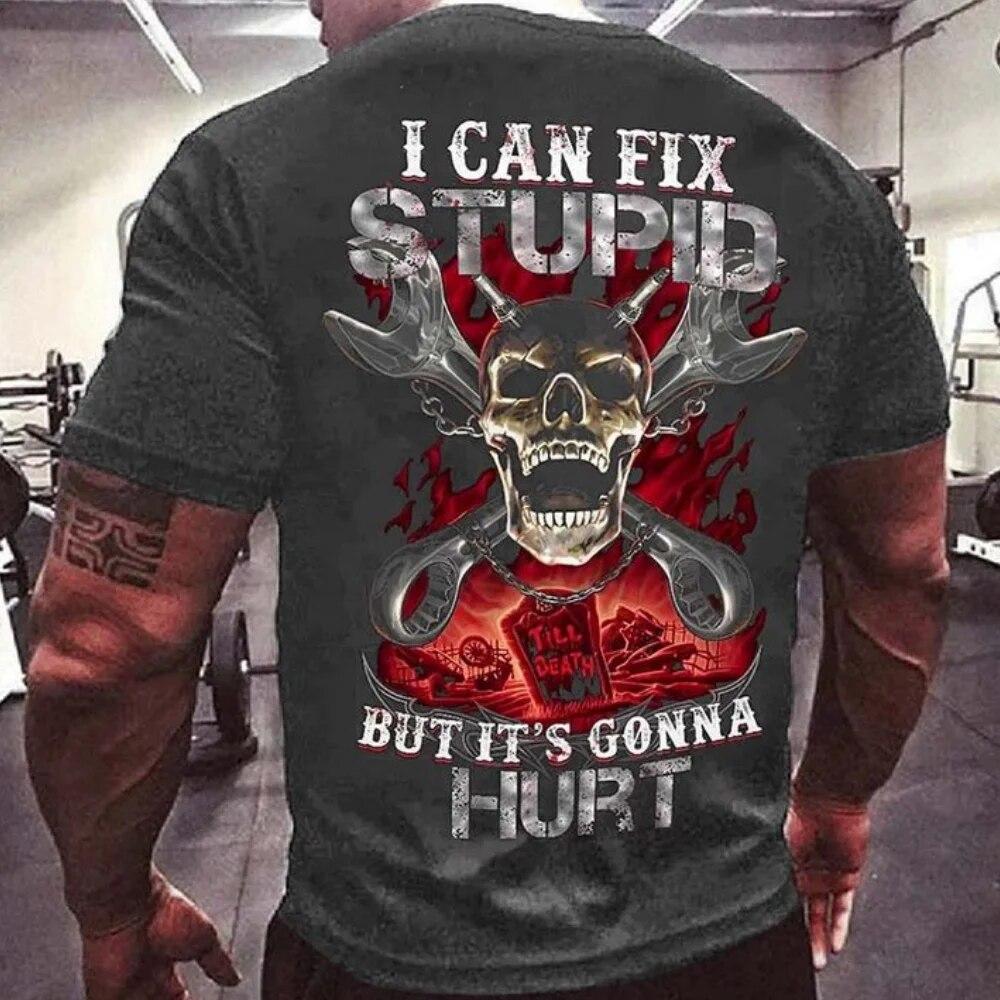 Fashion Horror Skull 3d Print Men's T-shirt Summer Classic Casual O Neck Short Sleeve Loose Oversized Tops Tee Shirt Men Clothes